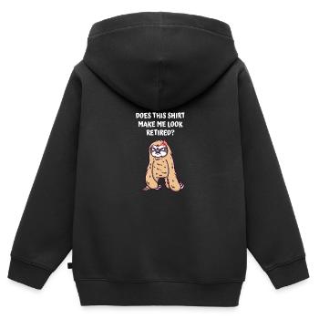 Hat mich dieses Shirt im Ruhestand aus, lustigem R - Kinder Premium Organic Zip Hoodie - Schwarz - Hinten - AI Model Kid Male (0cm)