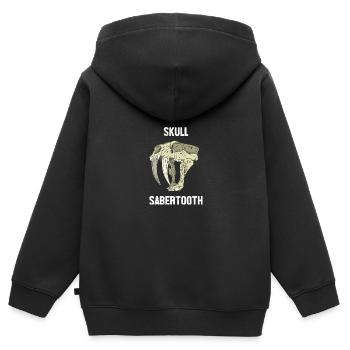 Tigre à dents de sabre - Sweat Premium à capuche zippé enfant bio - noir - Dos - AI Model Kid Male (0cm)