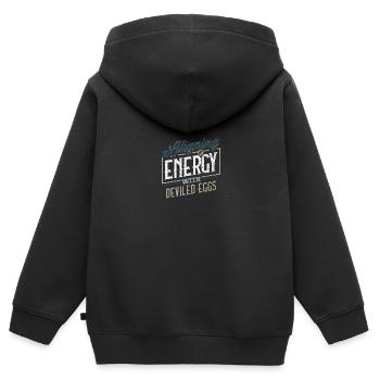 Meine Energie mit dem Humor der teuflischen Eier in Einklang bringen - Kinder Premium Organic Zip Hoodie - Schwarz - Hinten - AI Model Kid Male (0cm)