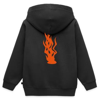 flammes / flames (1c) - Sweat Premium à capuche zippé enfant bio - noir - Dos - AI Model Kid Male (0cm)