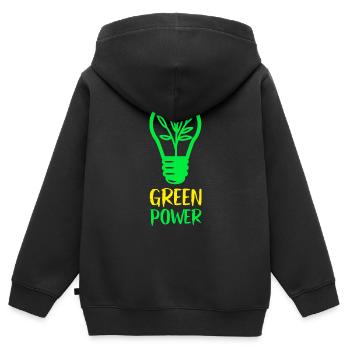 Green Power - Erneuerbare Energien - Kinder Premium Organic Zip Hoodie - Schwarz - Hinten - AI Model Kid Male (0cm)