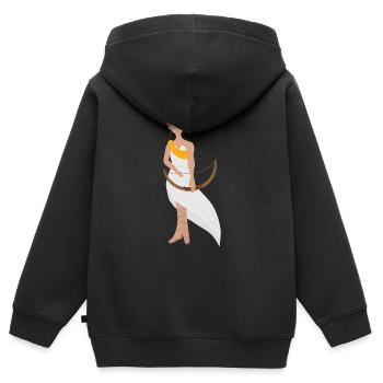 Déesse Artémis - Sweat Premium à capuche zippé enfant bio - noir - Dos - AI Model Kid Male (0cm)