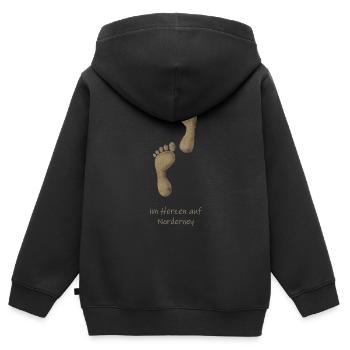 Norderney Sand - Kinder Premium Organic Zip Hoodie - Schwarz - Hinten - AI Model Kid Male (0cm)