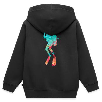 Plongeurs en haute mer et Plongeurs PopArt - Sweat Premium à capuche zippé enfant bio - noir - Dos - AI Model Kid Male (0cm)