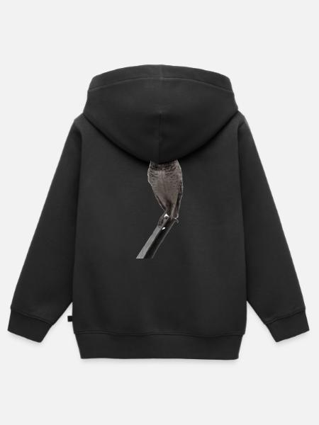 le hibou la chouette - Premium børne zip-hættetrøje økologisk - sort
