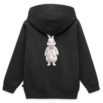 Niedlicher Hase weiss 4 - Kinder Premium Organic Zip Hoodie - Schwarz - Hinten - AI Model Kid Male (0cm)