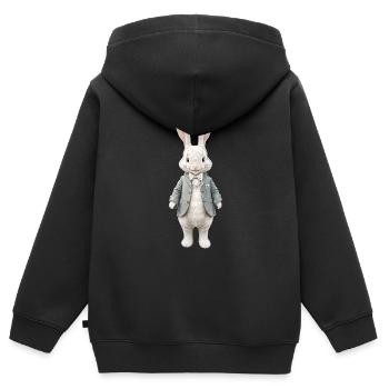 Niedlicher Hase weiss 1 - Kinder Premium Organic Zip Hoodie - Schwarz - Hinten - AI Model Kid Male (0cm)