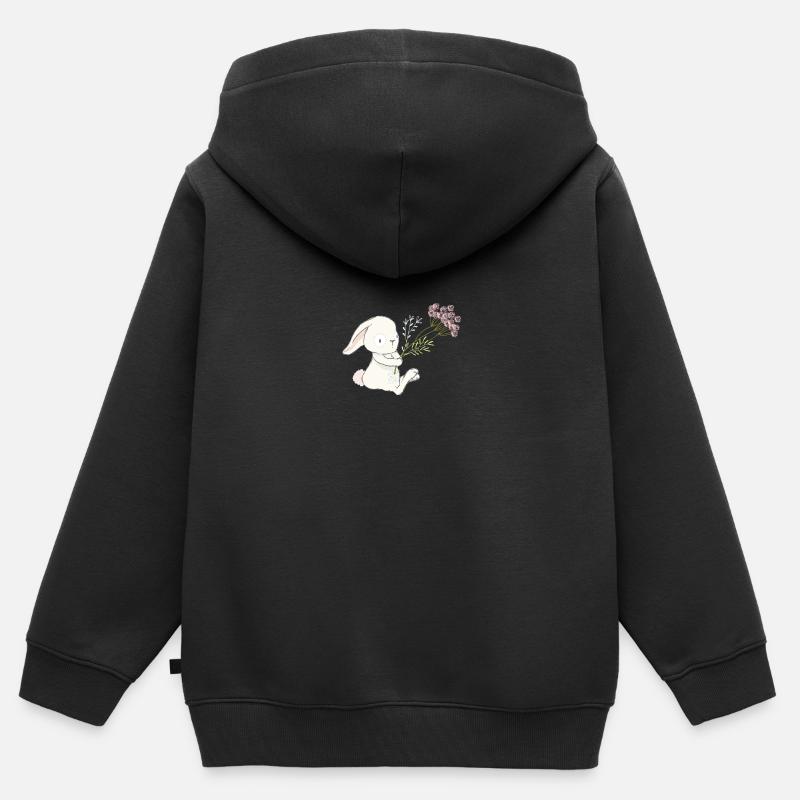 holding flower 01 - Sweat Premium à capuche zippé enfant bio - noir