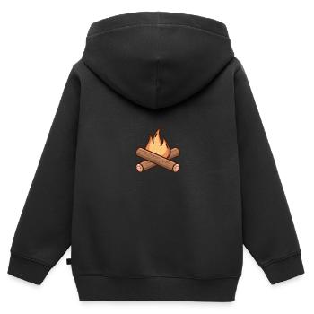 Dessin de feu de camp - Sweat Premium à capuche zippé enfant bio - noir - Dos - AI Model Kid Male (0cm)