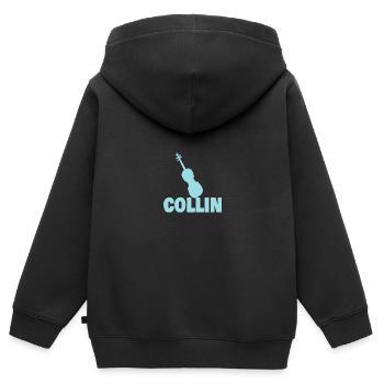 Collin als Bratsche - Kinder Premium Organic Zip Hoodie - Schwarz - Hinten - AI Model Kid Male (0cm)
