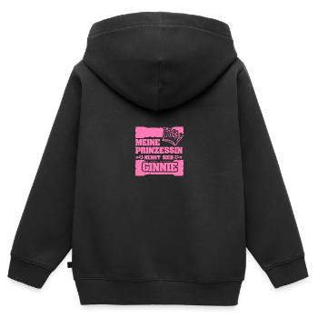 Ginnie comme prénom de fille - Sweat Premium à capuche zippé enfant bio - noir - Dos - AI Model Kid Male (0cm)
