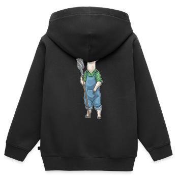 Lama Landwirt Mistgabel Bauernhof - Kinder Premium Organic Zip Hoodie - Schwarz - Hinten - AI Model Kid Male (0cm)