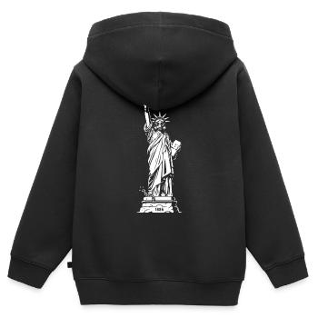 Liberty Silhouette: Fackel & Tablet - Kinder Premium Organic Zip Hoodie - Schwarz - Hinten - AI Model Kid Male (0cm)