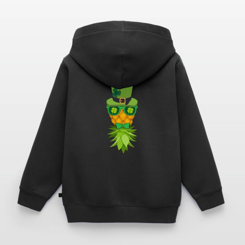 Trèfle d’ananas Saint-Patrick Sweat Premium à capuche zippé enfant bio