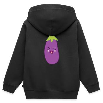 Kawaii Aubergine Kawaii Gemüse Kawaii Sticker - Kinder Premium Organic Zip Hoodie - Schwarz - Hinten - AI Model Kid Male (0cm)