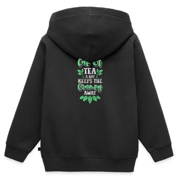 Tea Drinker Recreation Drink - Kids Premium Organic Zip-up Hoodie - black - Back - AI Model Kid Male (0cm)