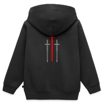 Rotes Schwert - Kinder Premium Organic Zip Hoodie - Schwarz - Hinten - AI Model Kid Male (0cm)