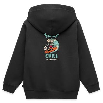 Surfen mit einem Skelett und einem Totenschädel - Kinder Premium Organic Zip Hoodie - Schwarz - Hinten - AI Model Kid Male (0cm)
