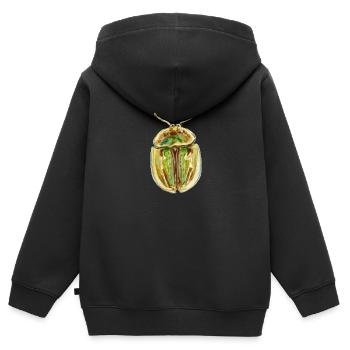 Coléoptère écaille de tortue rayé doré - Sweat Premium à capuche zippé enfant bio - noir - Dos - AI Model Kid Male (0cm)
