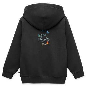 Let your thoughts free Design - Kinder Premium Organic Zip Hoodie - Schwarz - Hinten - AI Model Kid Male (0cm)