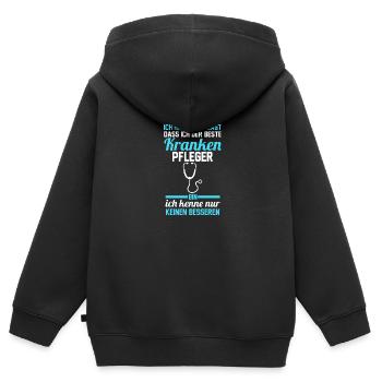 Krankenpflege Pflegekraft Krankenpfleger - Kinder Premium Organic Zip Hoodie - Schwarz - Hinten - AI Model Kid Male (0cm)