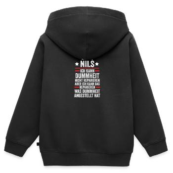 Nils - Kinder Premium Organic Zip Hoodie - Schwarz - Hinten - AI Model Kid Male (0cm)