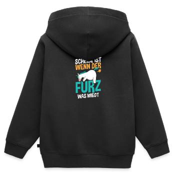 Scheiße Ist Wenn der Furz Was Wiegt - Kinder Premium Organic Zip Hoodie - Schwarz - Hinten - AI Model Kid Male (0cm)