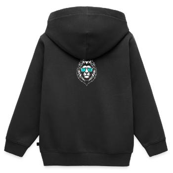 Löwe Fabian - Kinder Premium Organic Zip Hoodie - Schwarz - Hinten - AI Model Kid Male (0cm)