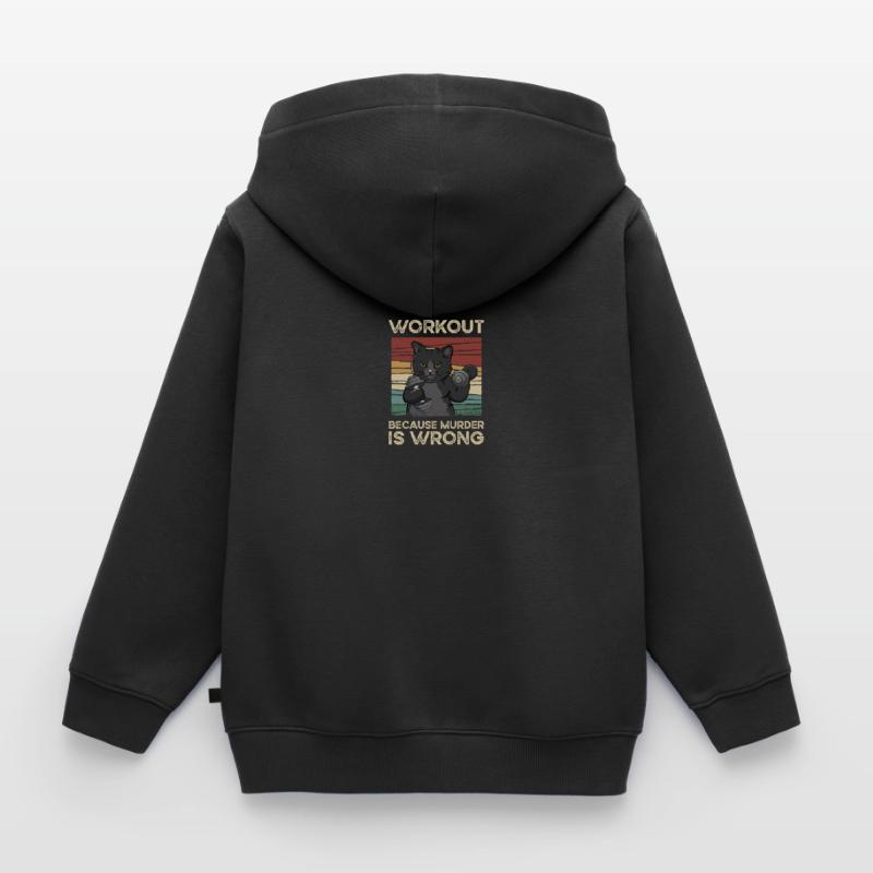 Workout Because Murder Is Wrong Kids Premium Organic Zip-up Hoodie
