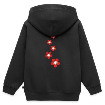 kirschblüten - Kinder Premium Organic Zip Hoodie - Schwarz - Hinten - AI Model Kid Male (0cm)