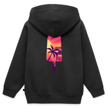 Asiatisches Meerblick-Schattenbild gefrorener Stock - Kinder Premium Organic Zip Hoodie - Schwarz - Hinten - AI Model Kid Male (0cm)