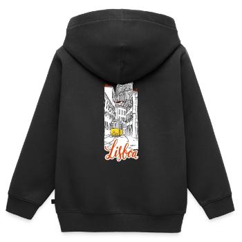 Lissabon - Kinder Premium Organic Zip Hoodie - Schwarz - Hinten - AI Model Kid Male (0cm)