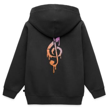 Chute de couleur de la clé de musique - musique de clé de sol - Sweat Premium à capuche zippé enfant bio - noir - Dos - AI Model Kid Male (0cm)