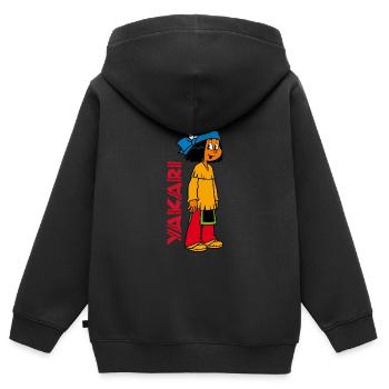 Yakari gespannt - Kinder Premium Organic Zip Hoodie - Schwarz - Hinten - AI Model Kid Male (0cm)