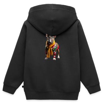 Miniature Bull Terrier Weihnachten - Kinder Premium Organic Zip Hoodie - Schwarz - Hinten - AI Model Kid Male (0cm)