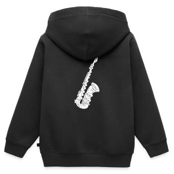 Saxofon - Saxophon ein Holzblasinstrument - Kinder Premium Organic Zip Hoodie - Schwarz - Hinten - AI Model Kid Male (0cm)