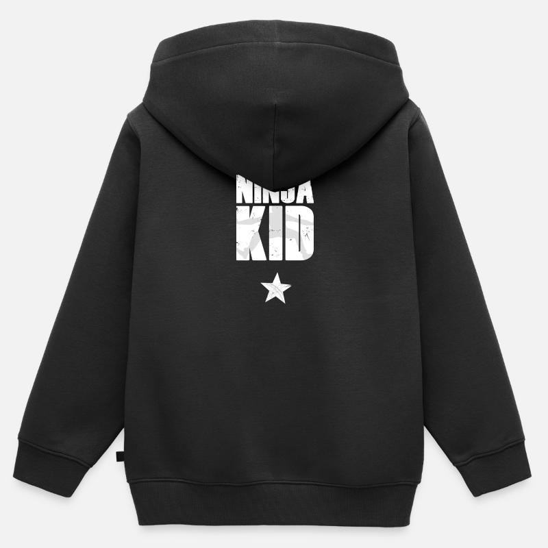 Ninja Warrior - Ninja Kid - Sweat Premium à capuche zippé enfant bio - noir