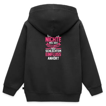 Nichte - Kinder Premium Organic Zip Hoodie - Schwarz - Hinten - AI Model Kid Male (0cm)