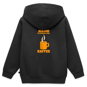 Kaffee für Alessio Cafe Kaffetasse - Kinder Premium Organic Zip Hoodie - Schwarz - Hinten - AI Model Kid Male (0cm)