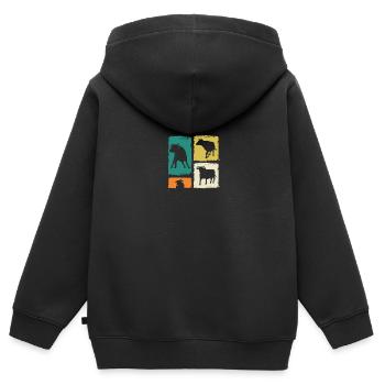 Bovins de buffle Bœufs - Sweat Premium à capuche zippé enfant bio - noir - Dos - AI Model Kid Male (0cm)