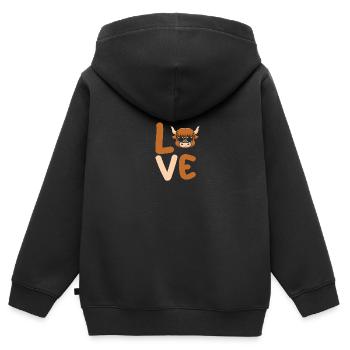 Büffel Rind Ochsen - Kinder Premium Organic Zip Hoodie - Schwarz - Hinten - AI Model Kid Male (0cm)