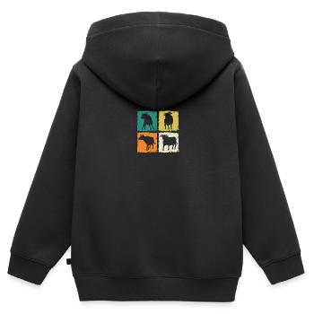 Bovins de buffle Bœufs - Sweat Premium à capuche zippé enfant bio - noir - Dos - AI Model Kid Male (0cm)