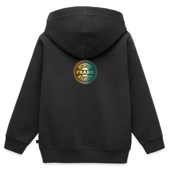 Frank - Kinder Premium Organic Zip Hoodie - Schwarz - Hinten - AI Model Kid Male (0cm)