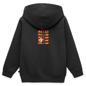 David - Kinder Premium Organic Zip Hoodie - Schwarz - Hinten - AI Model Kid Male (0cm)