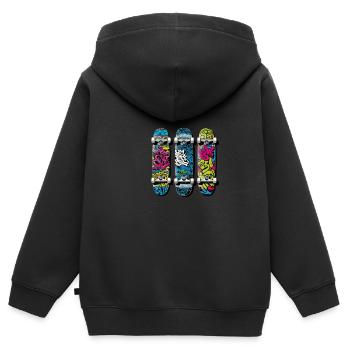 NeonSkateVibes No.8 Skateboardshow für Skater - Kinder Premium Organic Zip Hoodie - Schwarz - Hinten - AI Model Kid Male (0cm)