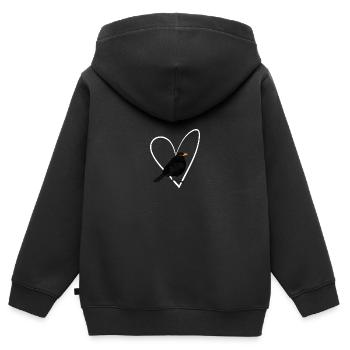 Amsel Herz Vogel Vogelbeobachter Singvogel - Kinder Premium Organic Zip Hoodie - Schwarz - Hinten - AI Model Kid Male (0cm)