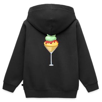 Crème glacée, crème glacée, crème glacée, crème glacée, boule, crème glacée, sundae - Sweat Premium à capuche zippé enfant bio - noir - Dos - AI Model Kid Male (0cm)