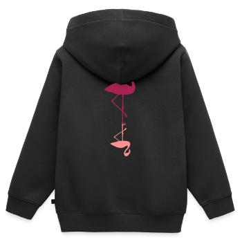 flamingo mirroring water mirrored reflection r - Kids Premium Organic Zip-up Hoodie - black - Back - AI Model Kid Male (0cm)