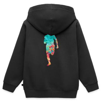Jogging und Laufen - Kinder Premium Organic Zip Hoodie - Schwarz - Hinten - AI Model Kid Male (0cm)