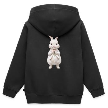 Niedlicher Hase weiss 6 - Kinder Premium Organic Zip Hoodie - Schwarz - Hinten - AI Model Kid Male (0cm)